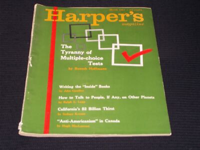 1961 MARCH HARPER'S MAGAZINE - MULTIPLE CHOICE TESTS FRONT COVER - H 3810
