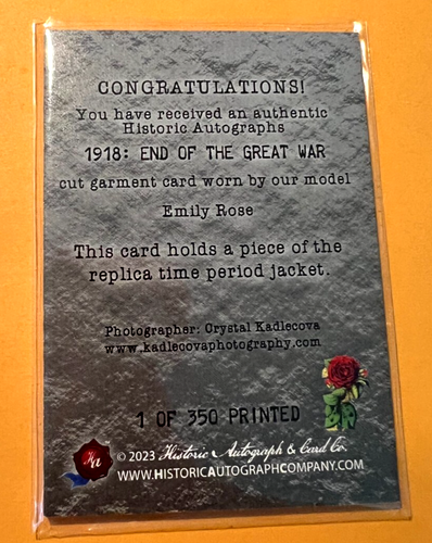 1918 End Of The War Material Relic FASHION Emily Rose 1 of 350 made - Picture 2 of 2