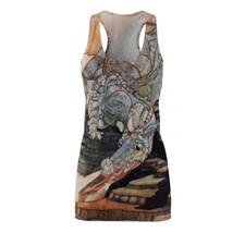 Here Be Dragons, Racerback Dress, Vintage Art Nouveau Illustration