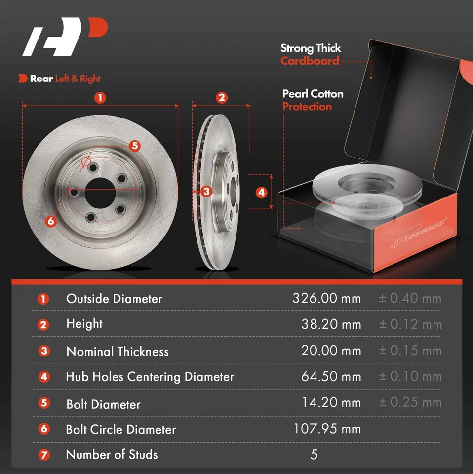 A-Premium 12x Rotores de freno de disco y pastillas de freno delanteras y traseras para Jaguar XF XJ8 326 mm Foto 3 de 4