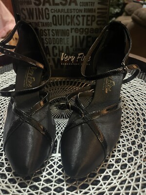 Very Fine Dance Shoes Classic Series: Style 9622 Black Satin & Black Mesh