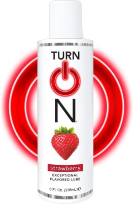 Turn On Strawberry Flavored Lube 8 Ounce Premium Personal Lubricant Long Lasting