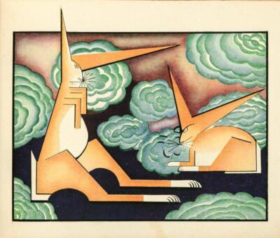 Rabbits : Floris Jespers : 1927 Art Print Cubist Deco Animal Surrealism Modern