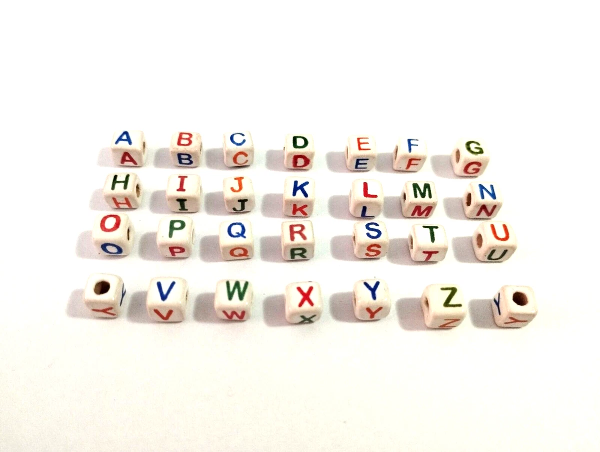 100 Peruvian Ceramic Letter Bead Cube 7mm Alphabet Name Initial Words You  choose