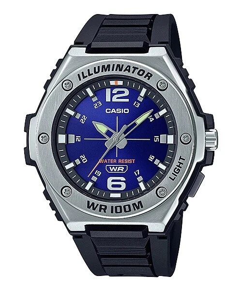 Casio Men's Quartz Illuminator Black Resin Band Blue Dial 50mm Watch MWA100H-2AV