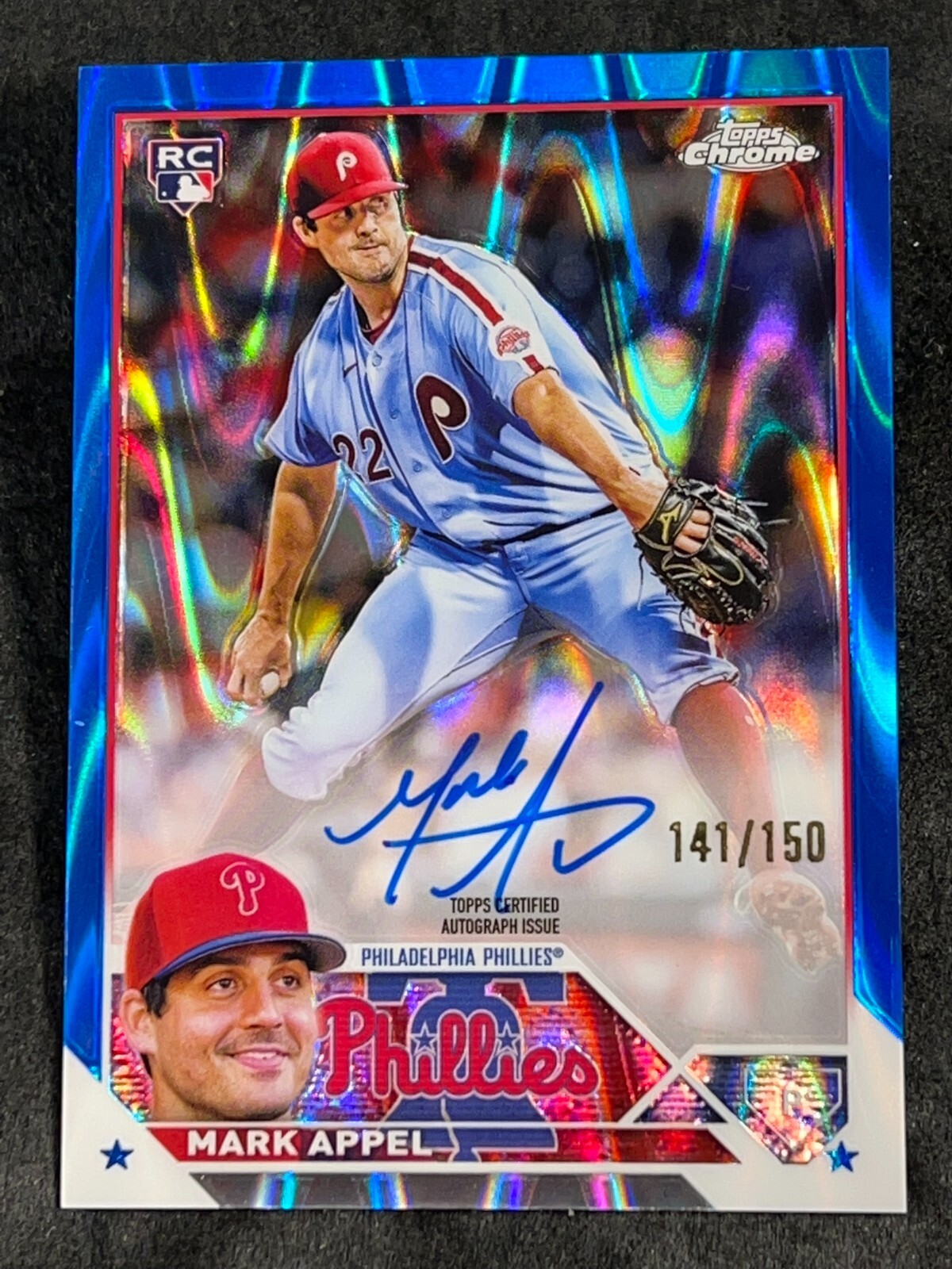 2023 Topps Chrome BLUE RAY REFRACTOR ROOKIE AUTO Mark Appel 141/150