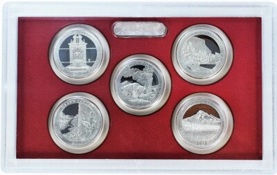 2010-S U.S. MINT ATB/NAT'L PARKS QUARTERS SILVER PROOF SET...5 COINS...BOX & COA