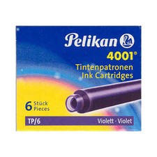 Pk/6 Pelikan 4001 Fountain Pen Ink Cartridges TP/6, Violet