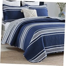 Quilt Queen Size, Queen Quilt Set, 100 Cotton Queen Queen 90"x98" Navy/White
