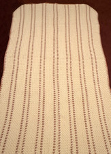 Handmade Crochet Blanket Afghan 44 x 64  Ivory Cream/Tan Throw THICK  SOFT