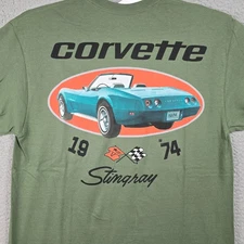CORVETTE Shirt Mens Medium Green 74 Stingray Vette Car Chevy GM Convertable NWT