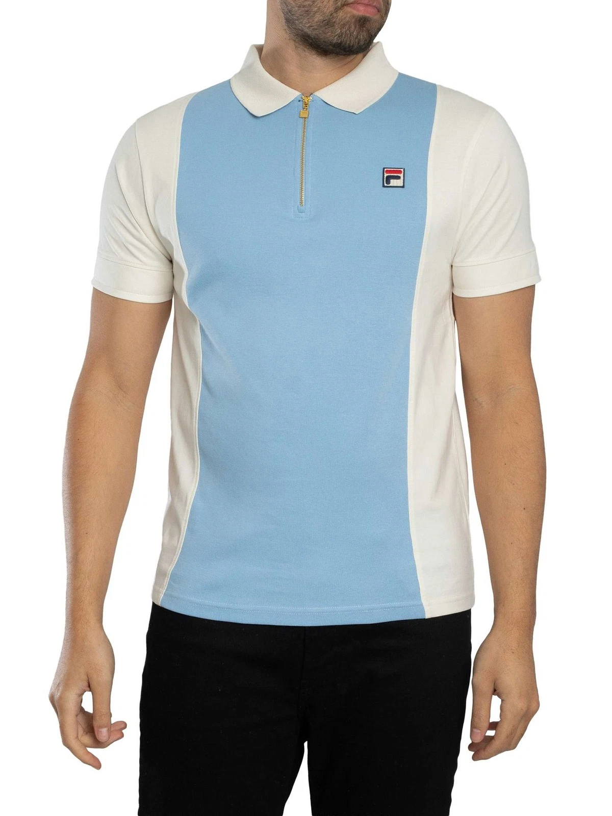 Fila Men's Pierro Cut & Sew Zip Polo Shirt, Blue