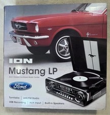 ION Mustang LP 4-in-1 Turntable AM/FM USB Rec Built-In Spk AUX Headphone Black