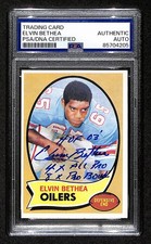 1970 TOPPS RC Elvin Bethea HOF Signed/Inscribed Card #43 Oilers PSA/DNA 203885