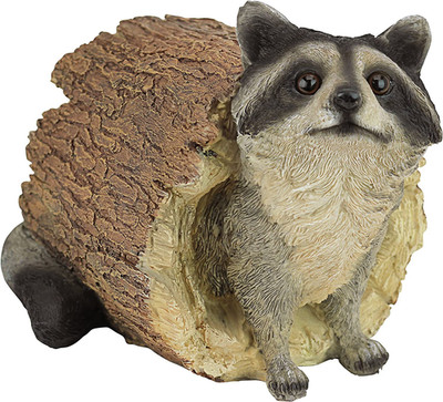 Bandit the Raccoon Indoor/Outdoor Garden Animal Statue, 10 Inch Long, Cast Stone
