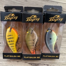 (3) Bagley Flat Balsa B2 - 3/4 oz - 2 1/2" Fishing Lure - FAST SHIPPING!