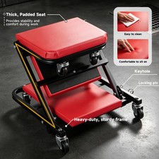 Foldable Z Creeper Seat Rolling Chair Mechanics Garage 2 In 1 Work Bench