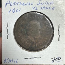 Portuguese India 1/2 Tanga 1901  Carlos I  KM#16 OLD RARE COIN