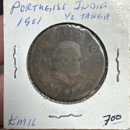 Portuguese India 1/2 Tanga 1901 Carlos I KM#16 OLD RARE COIN
