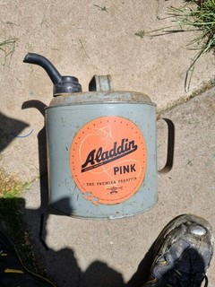 Vintage Aladdin Pink Paraffin Can Oil Can Petrol Can Automobilia