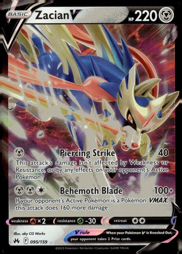 Pokemon TCG - Zacian V 95/159 - Crown Zenith - Near Mint