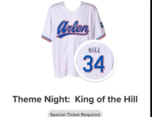 Free Shipping Texas Rangers King Of The Hill Promo Jersey 8/9 Size XL