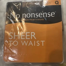 No Nonsense Pantyhose Size Q Tan Sheer To Waist Sheer Toe Nylon VTG