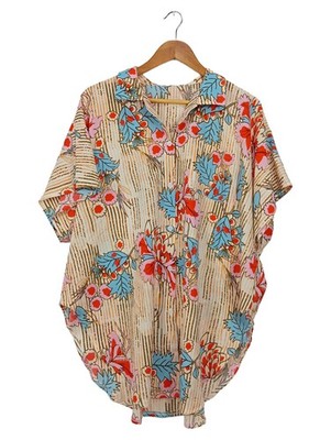Cupshe Bluse Damen Gr. L Blumen Floral Oversized Kurzarm Mehrfarbig