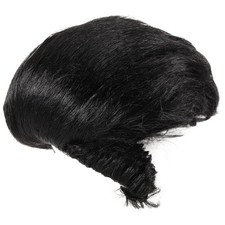 Reusable Black Synthetic Men Wig for Heavy Metal Rocker Cosplay Use