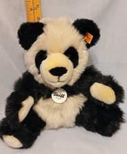New With Tags Steiff 60021 Manschli Panda Bear Plush Stuffed Button In Ear