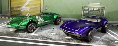 Lot Of 2 1969 Hot Wheels Redlines - Green Twin Mill & Purple Torero, US Made