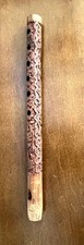 Hand Carved Indian Wooden Flute 13  Floral Folk Art Bansuri Musical Instrument