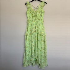 ASOS Green Floral Ruffle Maxi Tiered Dress Sz 6 Cottagecore Fairy Ethereal Boho