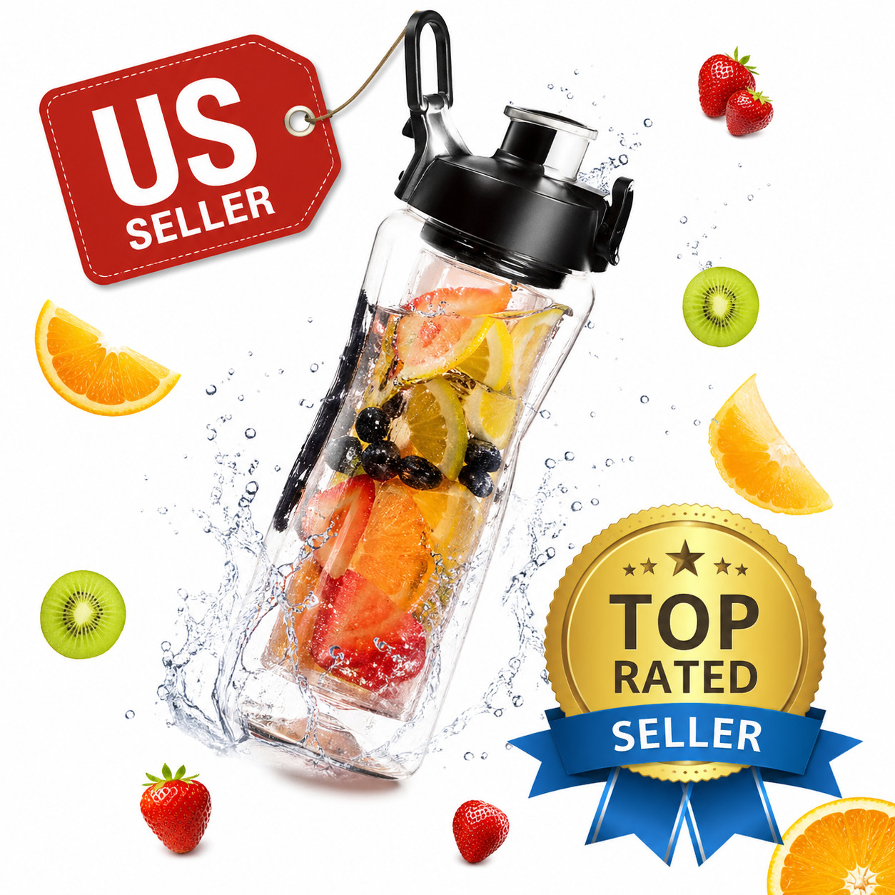 Juice Shaker With Flip Top Lid Anti-slip Grips