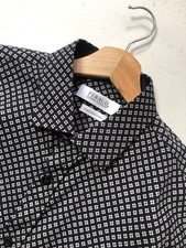 Gianni Feraud Men  s Shirt Black White Geometric Print Long Sleeve Size 15.5 / 39