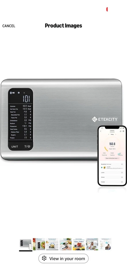 Báscula de nutrición inteligente Etekcity ESN00 Bluetooth báscula de alimentos con seguimiento de aplicaciones Foto 3 de 4