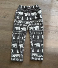 Thick Cozy Gray and White Winter Bear Pajama Pants size M, Unisex, by Lazy One