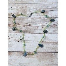 Vintage Necklace - Wire with Green Beads and Teardrop Shape Detail