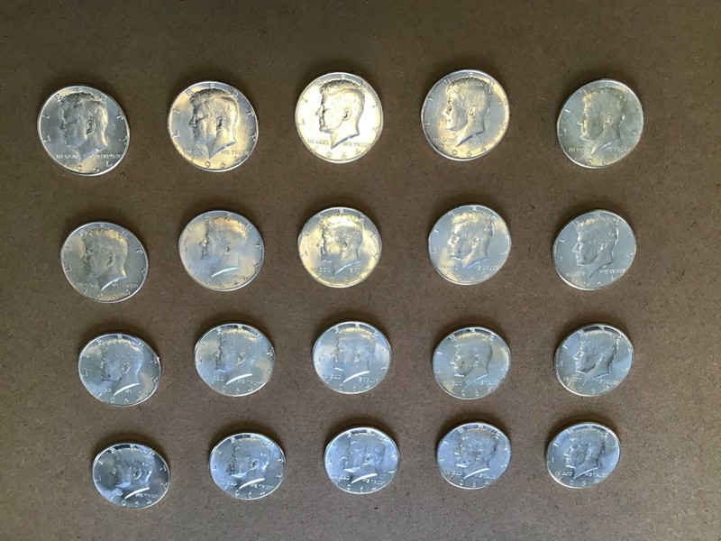20 1964 Silver Kennedy Half Dollars 4 Denver 16 Philadelphia Mints Nice Lustre!