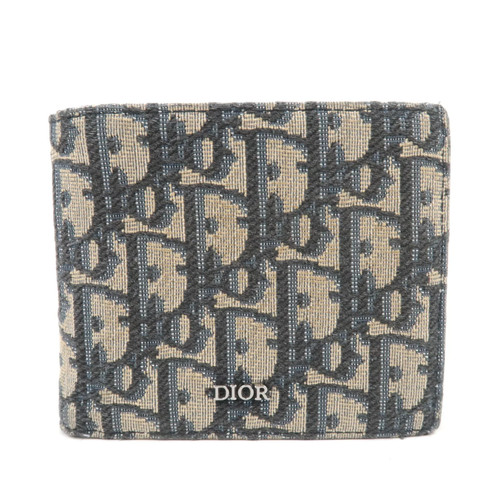 Christian Dior Oblique Trotter Jacquard Bifold Wallet Navy Authentic