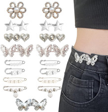 16 Set Pant Waist Tightener, Adjustable Pant Clips Waist Tightener Buttons Pins