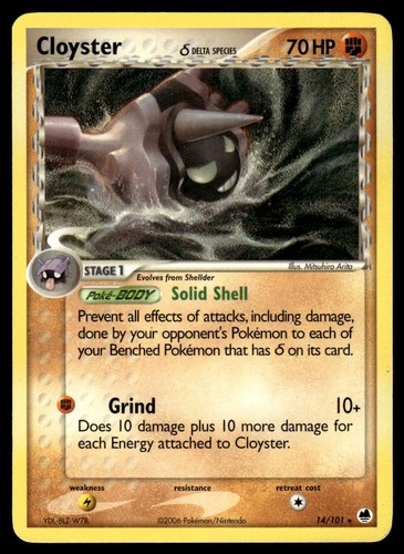 Cloyster 14/101 EX Dragon Frontiers Rare Pokemon Card - LP