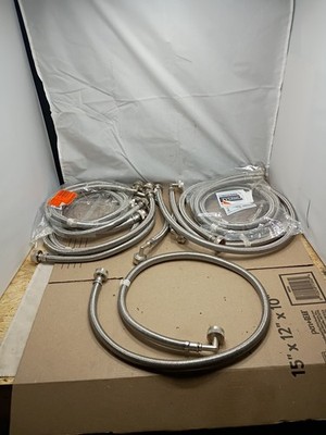 9pck Everbilt 69003HD 4 ft. Stainless Steel Washing Machine Hose Connector
