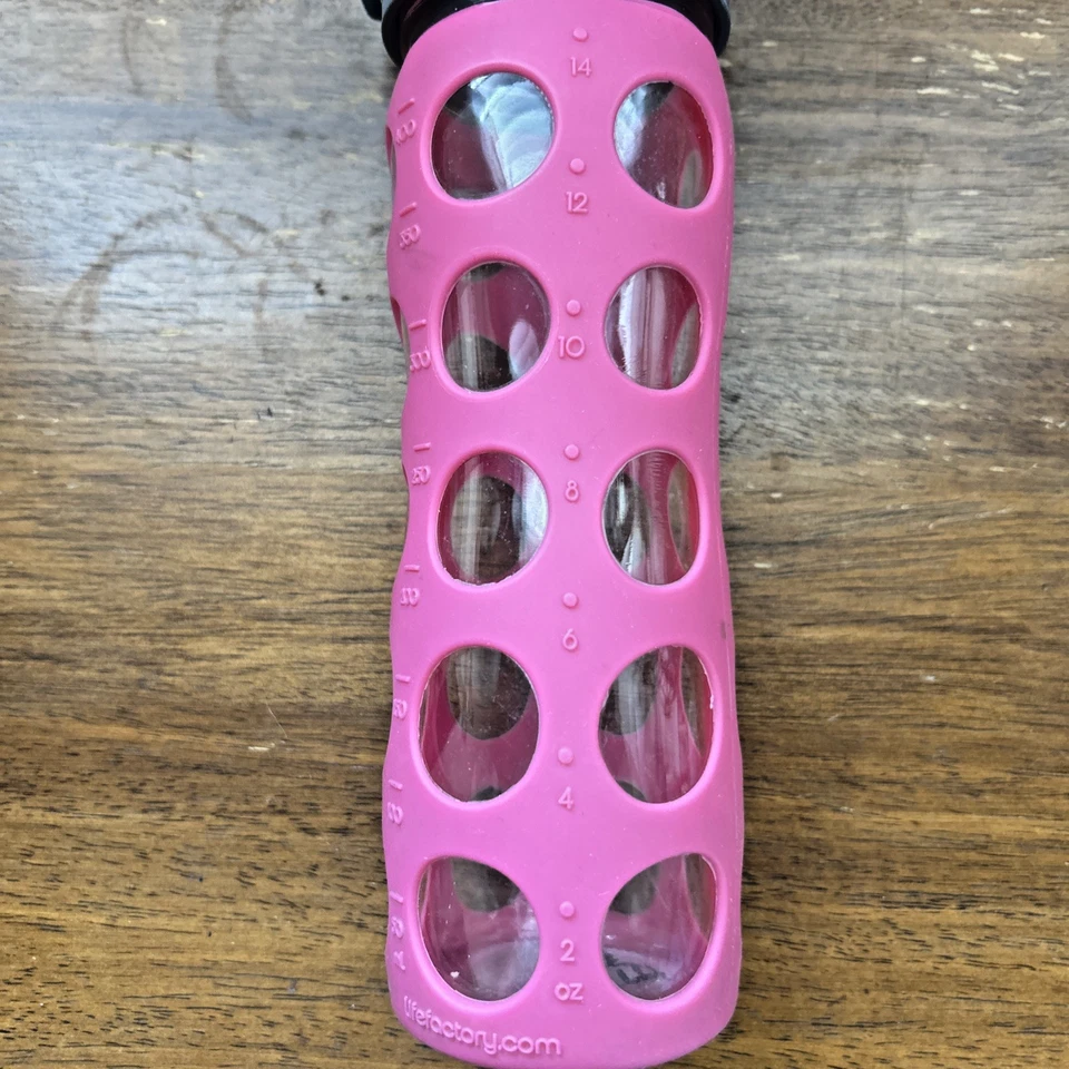 Garrafa de água Life Factory vidro 14 oz ROSA, seminova - Imagem 2 de 4
