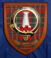 Scottish Clan McClean Crest Badge Plaque 12.5" H Wood w/ Official Certificate