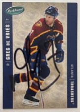 2005/06 UPPER DECK PARKHURST GREG DE VRIES SIGNED ATLANTA THRASHERS CARD #24