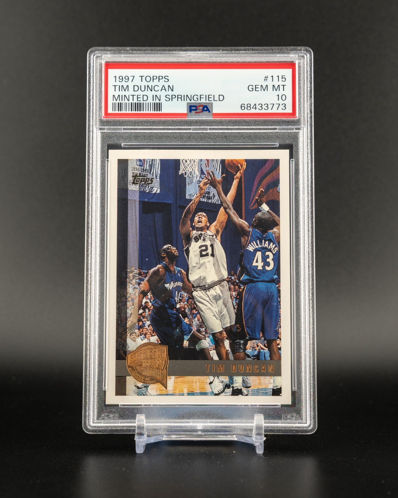 1997 TOPPS #115 TIM DUNCAN RC HOF MINTED IN SPRINGFIELD PSA 10