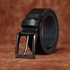 Men Leather Belt 3.8cm Wide Western Vintage Pin Buckle belt for Pants Jeans