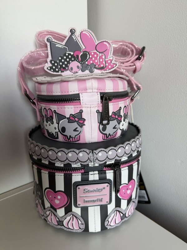 Loungefly Sanrio My Melody & Kuromi Faux Leather Bag Pink Black Adjustable-NWT