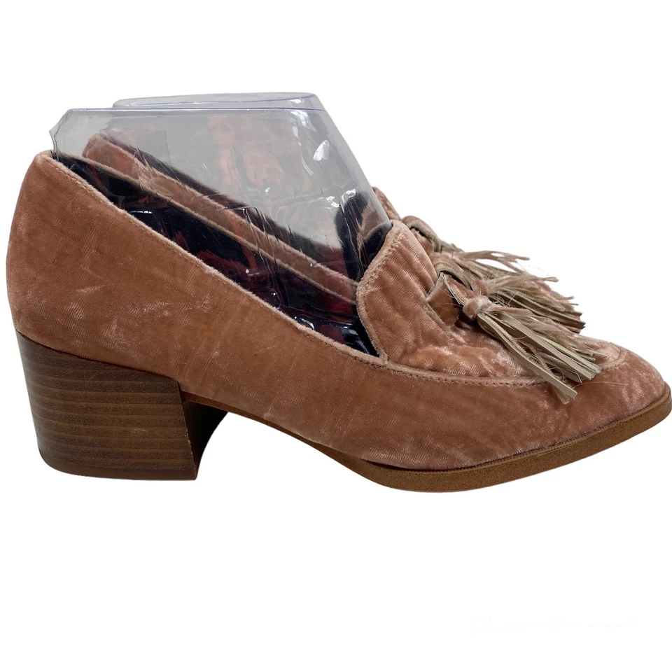 Rebecca Minkoff Edie Tacones Rubor Gamuza Terciopelo Mocasín Borla Bomba 7 1/2 M 5182134 Foto 3 de 4